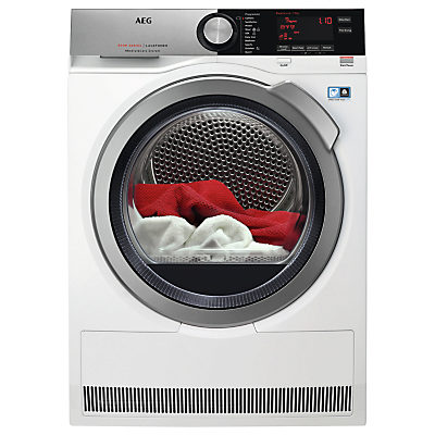AEG T8DEC946R Heat Pump Tumble Dryer, 9kg Load, A++ Energy Rating, White AEG T8DEC946R Heat Pump Tumble Dryer, 9kg Load, A++ Energy Rating, White